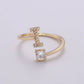 Adjustable Gold Initial Ring With CZ R370~R395: D