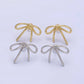 14K Gold Filled Minimalist Tied Ribbon Bow Stud Earrings : Gold