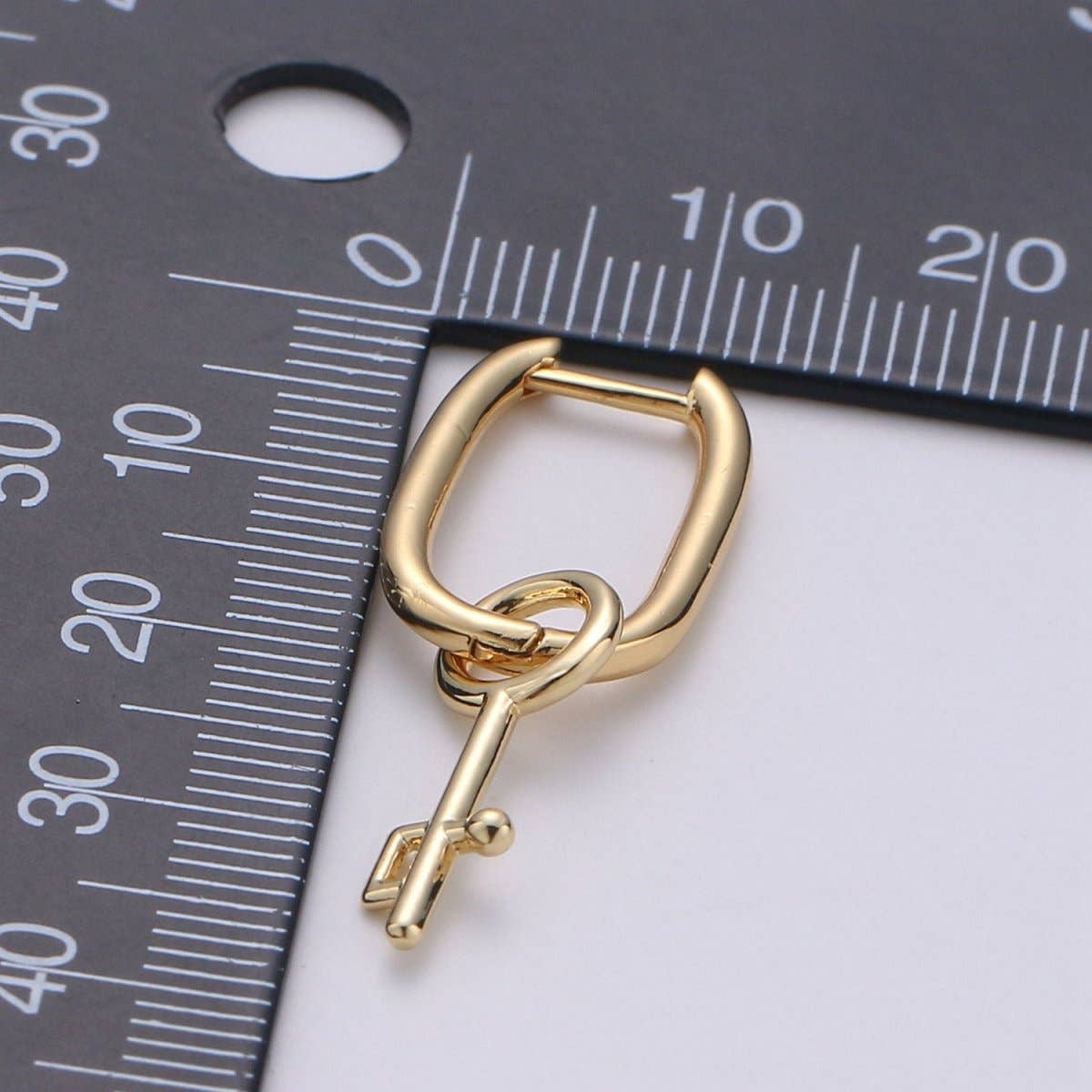 Lock gold earrings - Padlock hoop earrings - Huggie earrings - Padlock huggie hoops - Gold key hoops - key earrings Q-184