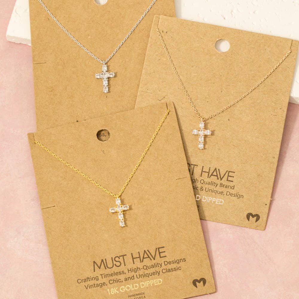 CZ Cross Pendant Necklace