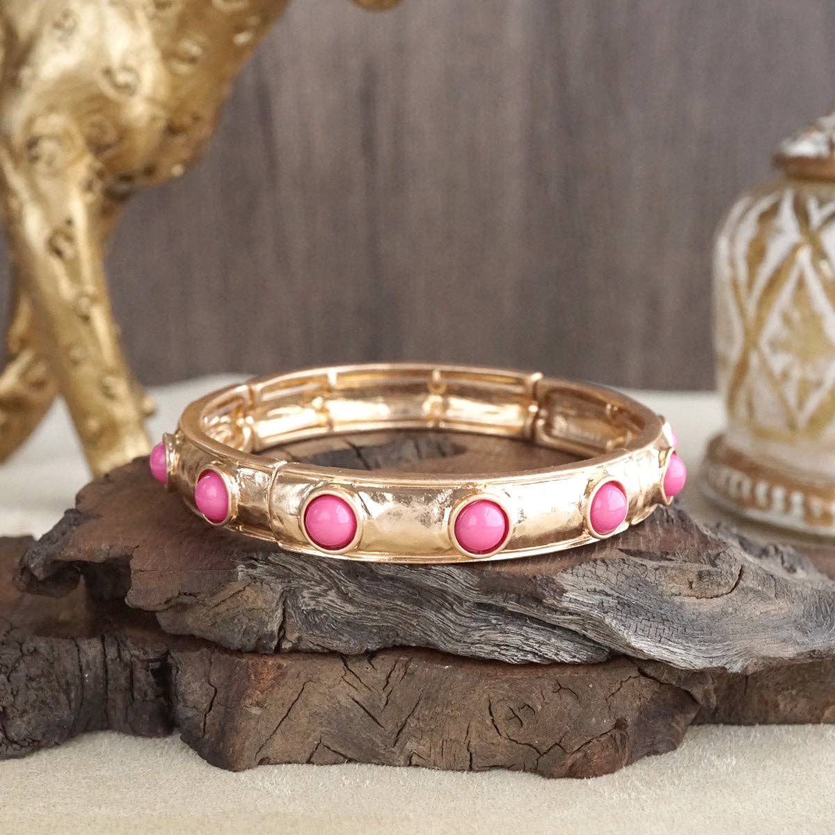 Timeless Charm – Slim Cabochon Eternity Bangle: Pearl