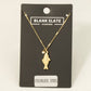Stainless Steel Fish And Cz Gem Pendant Necklace: G