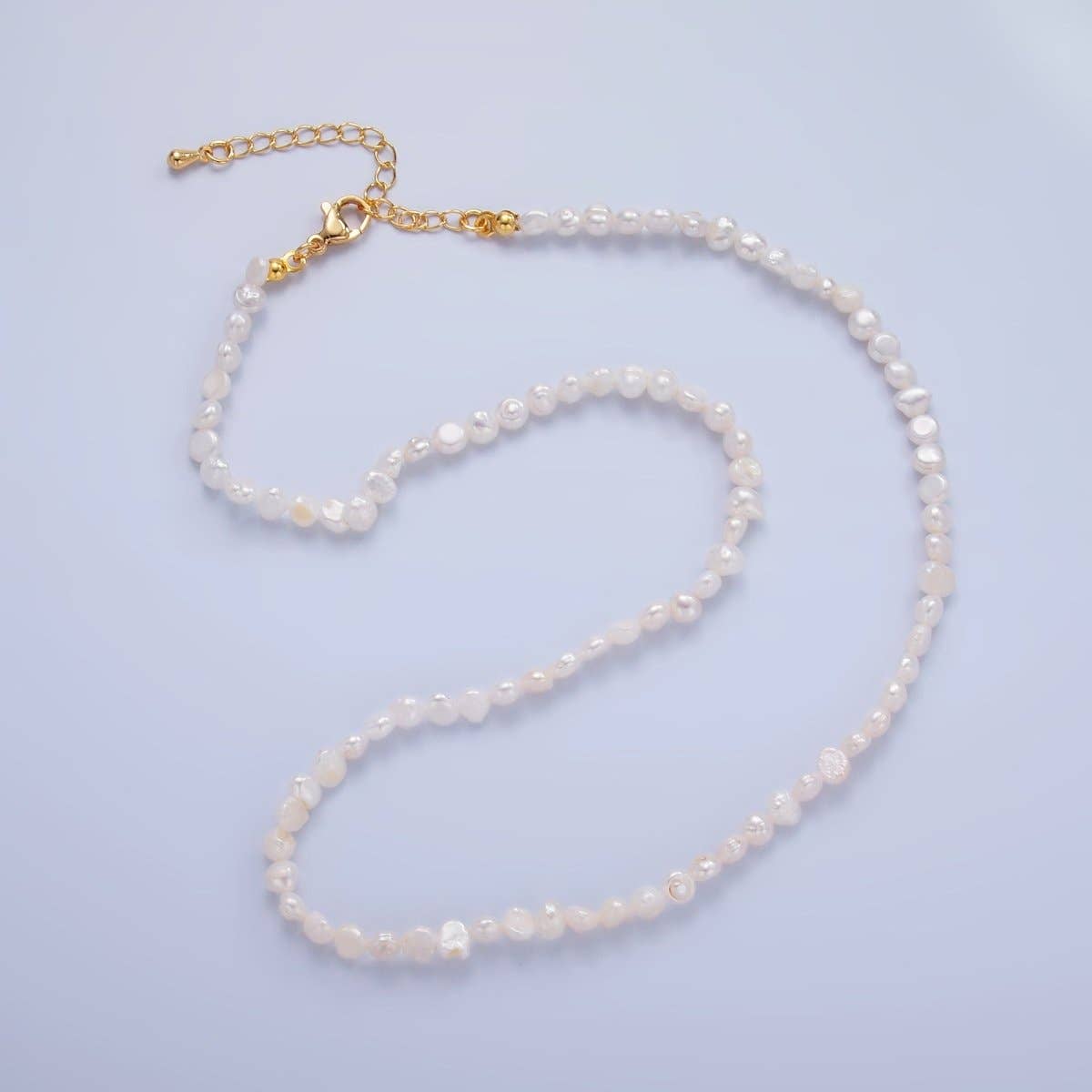 24K Gold Filled 5mm Mini Baroque Freshwater Pearl 16 Inch Necklace | WA-3020