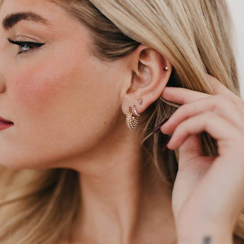 Hailey Huggie Pearl Earrings - WATERPROOF