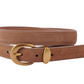 Suede Belt with Curved Gold Buckle | Chic Everyday Accessory: Camel / Medium