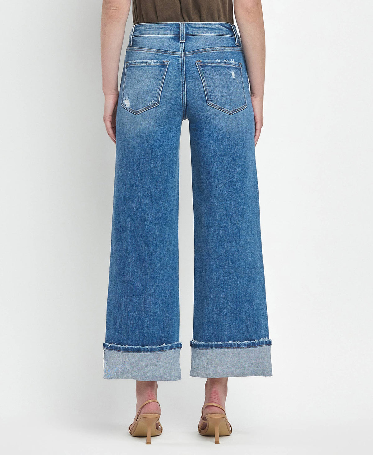 Vervet High Rise Cuffed Wide Leg Jeans