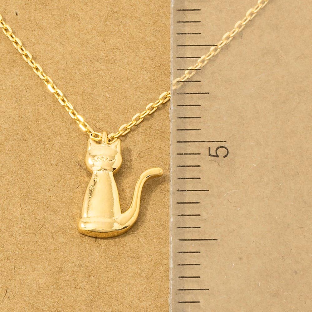 Gold Dipped Cat Pendant Necklace:G