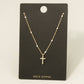 Gold Dipped Station Cz Cross Pendant Necklace: GOLD