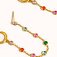 Daffira 18K Gold Non-Tarnish Crystal Chain Link Earrings: Multi-Colored