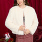 FAUX FUR OPEN FRONT JACKET (PREORDER): CREAM