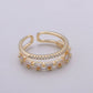 OS 14K Gold Filled Baguette Micro Paved CZ Double Band Ring | U516