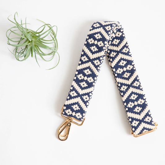 Guitar Style Purse Strap Navy/Cream