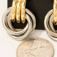 Gold Dipped Two Tone Multi Layered Link Dangle Earrings: Gold