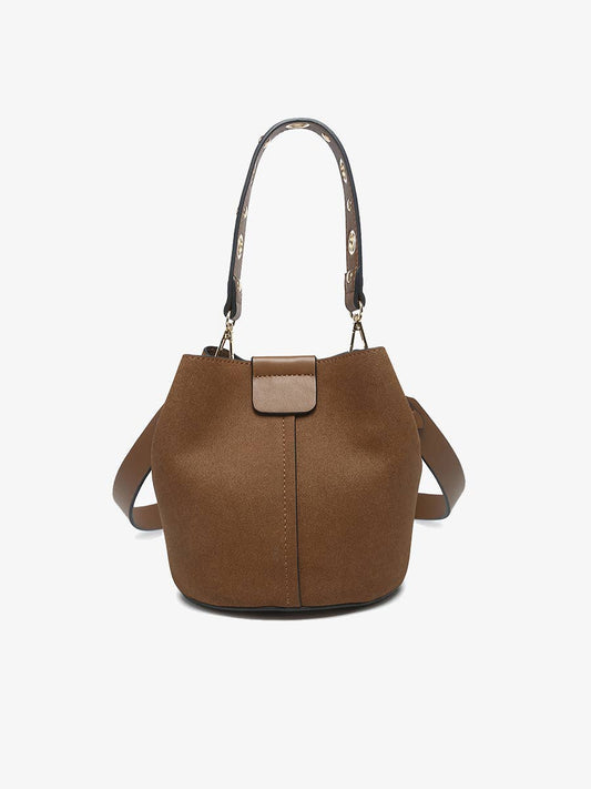 Farrah Suede Bucket Bag w/ Top Handle & Inner Bag: Brown