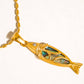 Dolphina 18K Gold Non-Tarnish Vintage Abalone Fish Necklace: Yellow Gold