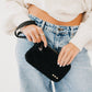 Suede Emma Woven Clutch Wristlet: Black