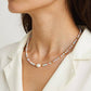 Swank Non-Tarnish Boho Beaded Pearl Necklace: Multi-Colored