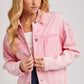 DENIM BUTTON DOWN OVERSIZED JACKET: LT.WASH / S