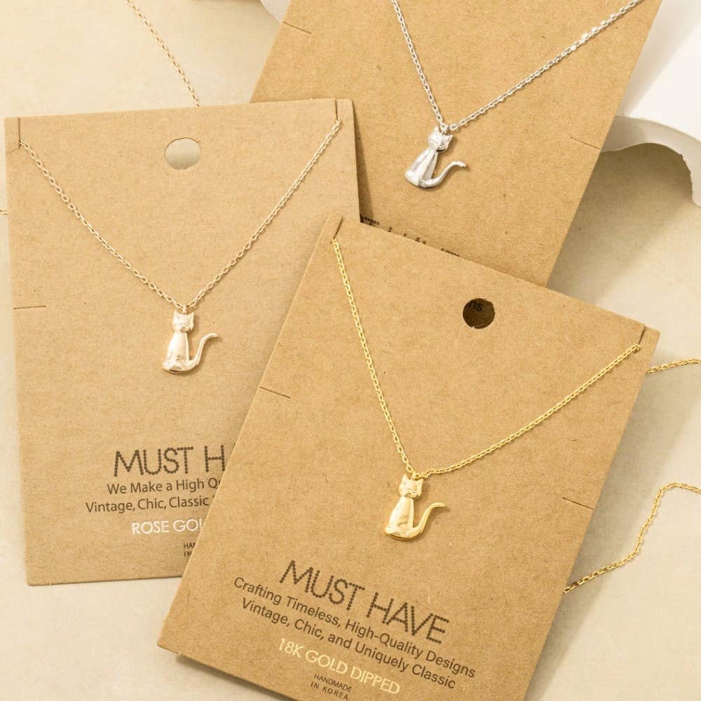 Gold Dipped Cat Pendant Necklace:G