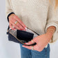 Suede Emma Woven Clutch Wristlet: Black