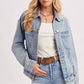 DENIM BUTTON DOWN OVERSIZED JACKET: LT.WASH / S