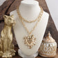 Heartbound Muse – Long Heart Necklace in Gold & Pearls: Spiky