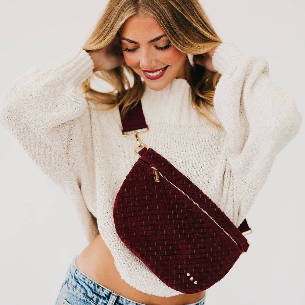 Suede Westlyn Woven Bum Bag: Suede Burgundy