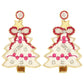 Christmas Tree Sequins Embroidered Earrings : White