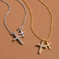 Cz Pave Double Cross Pendant Necklace: S