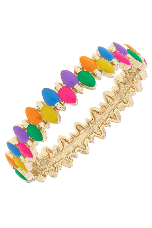 Christmas Lights Enamel Hinge Bangle in Multi
