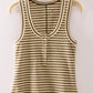 Latte Stripe Henley Tank Top