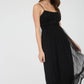 POLKA DOT TULLE SPAGHETTI STRAP MIDI DRESS: BURGUNDY