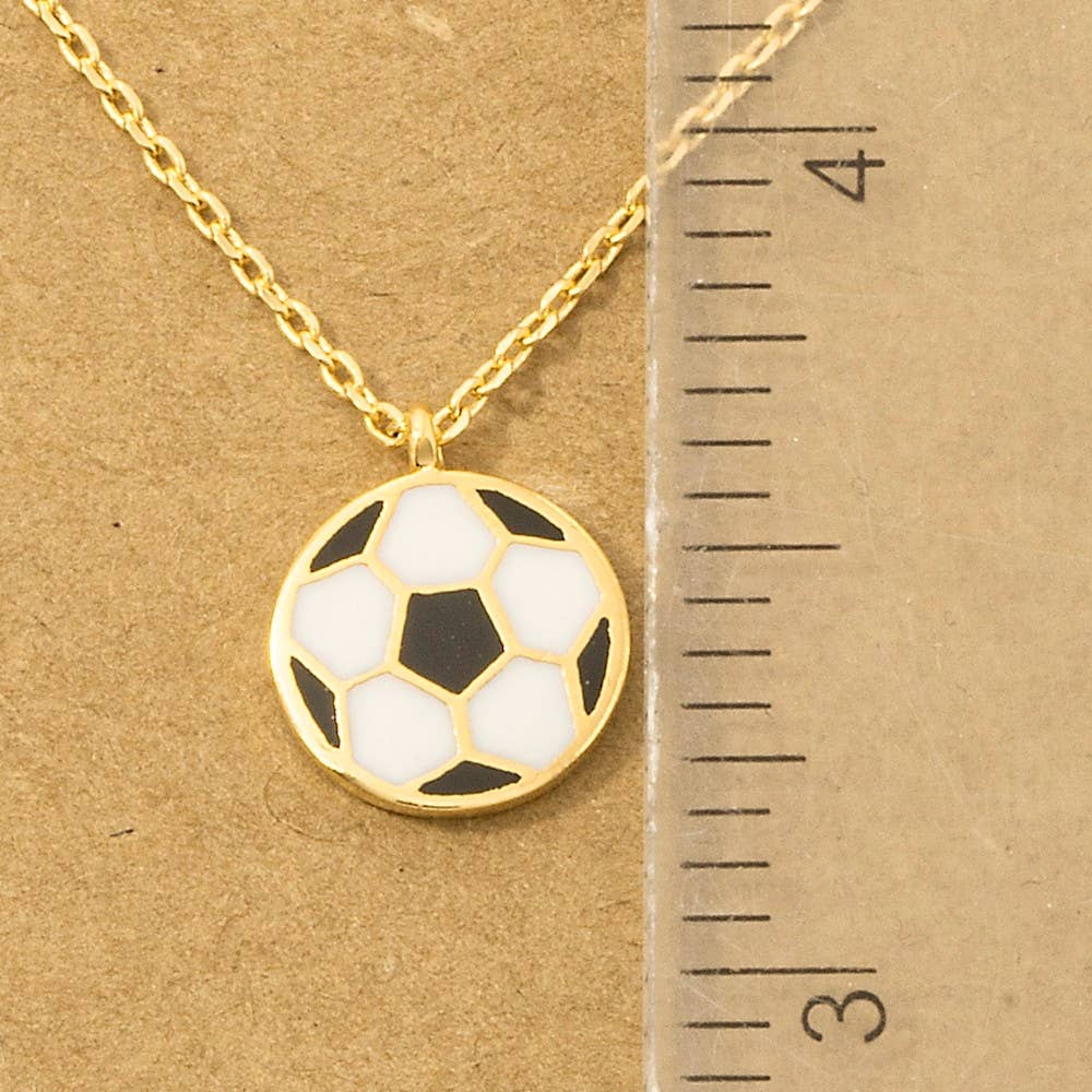 Game Day Gold Dipped Epoxy Soccer Ball Pendant Necklace: G