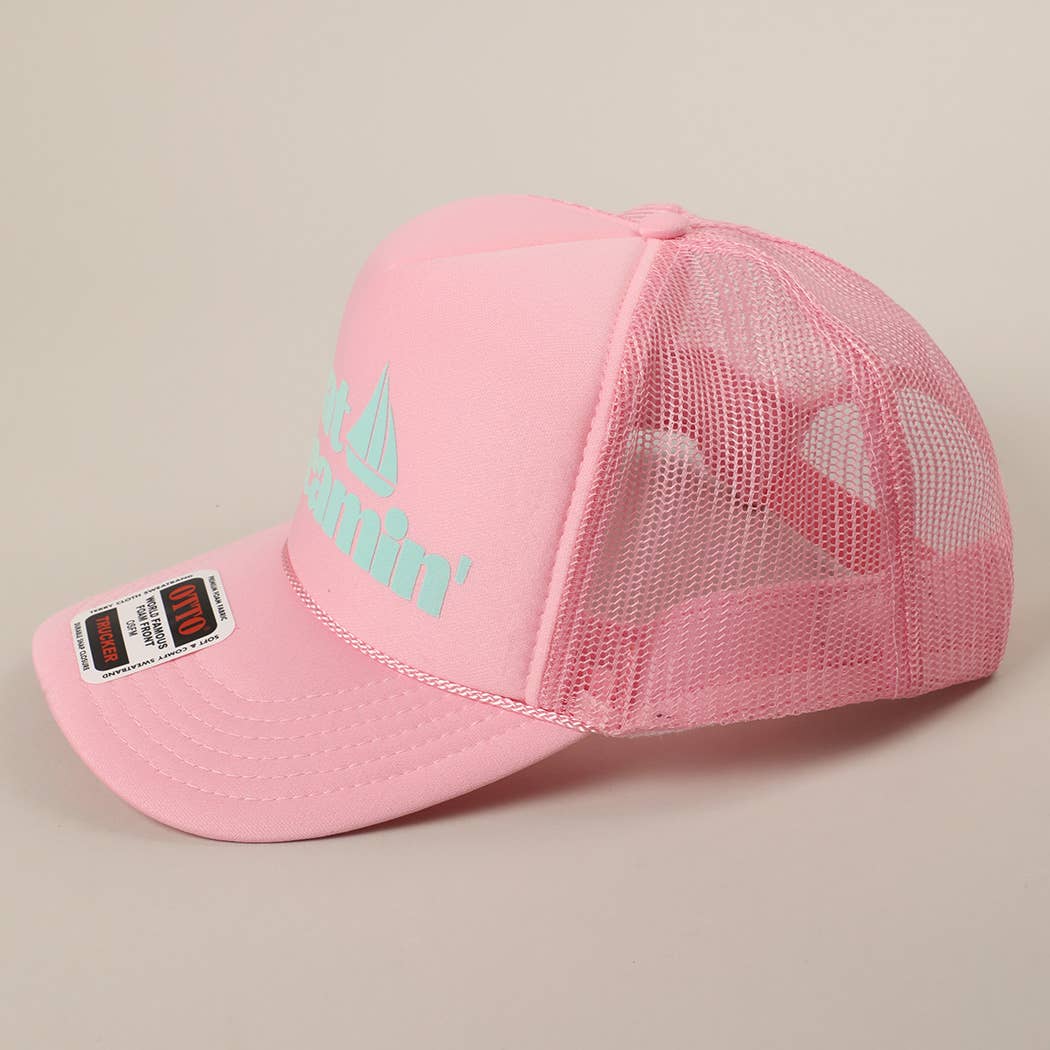 Boat Dreamin' Text Logo Printed Mesh Back Cap