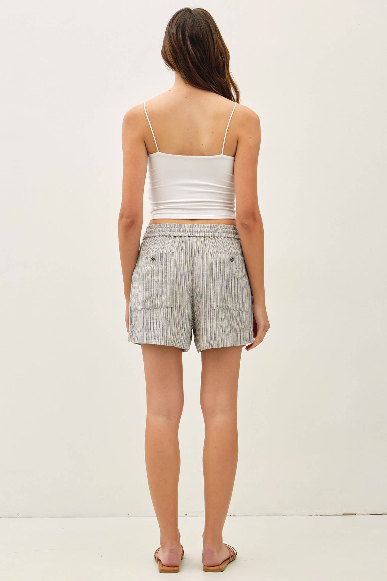 Linen Blend Shorts- Slate