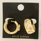 Gold Dipped Cz Baguette Wide Hinge Hoop Earrings