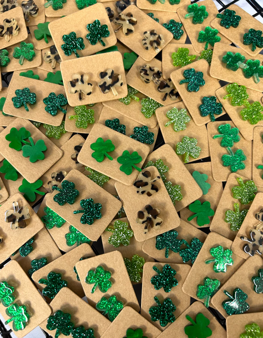 🍀 OMG! Shamrock Acrylic Stud Earrings 🍀