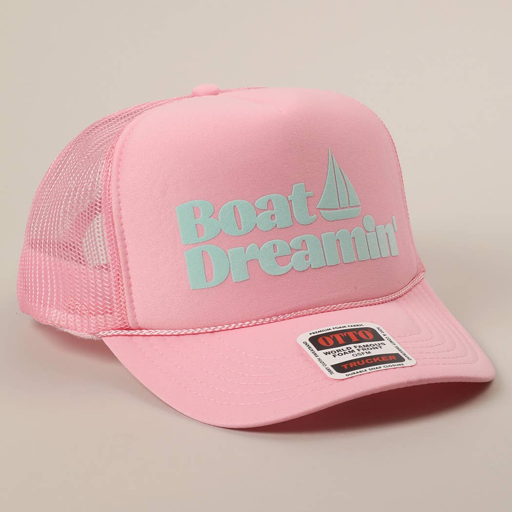 Boat Dreamin' Text Logo Printed Mesh Back Cap