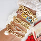 Gold Tone Chain Bracelet with pave' toggle clasp