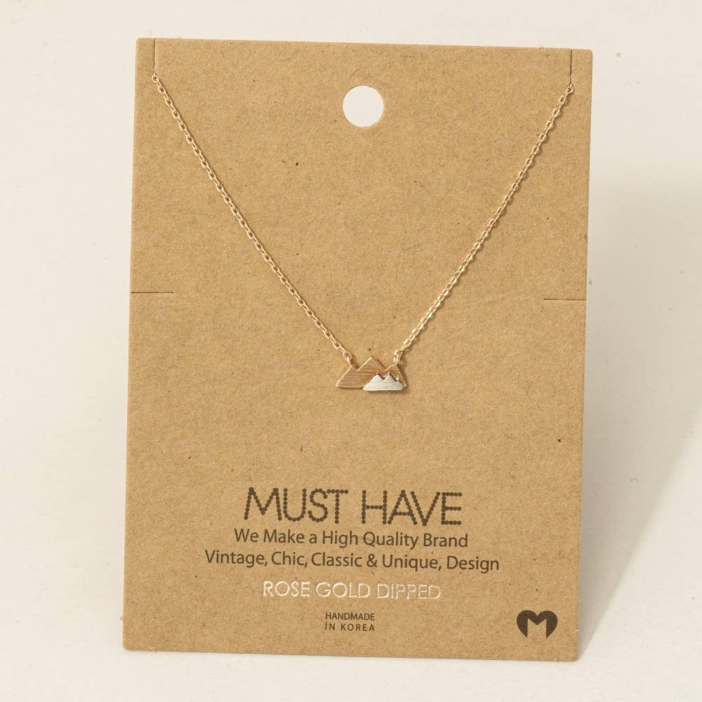 Gold Dipped Dainty Mini Mountain Pendant Necklace: SL