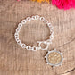 Cross Coin Chain Bracelet Toggle Closure Silver or Gold Tone: Silver Tone