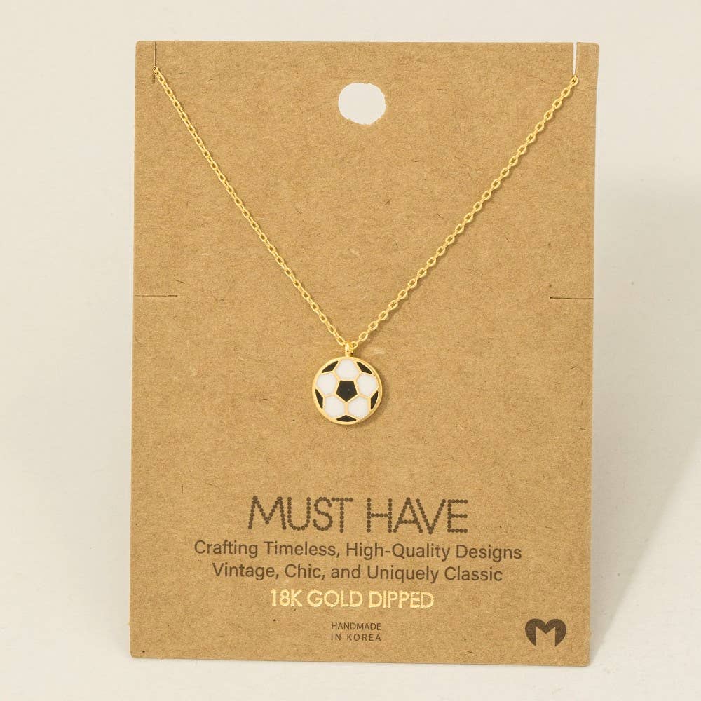 Game Day Gold Dipped Epoxy Soccer Ball Pendant Necklace: G