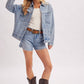 DENIM BUTTON DOWN OVERSIZED JACKET: LT.WASH / S