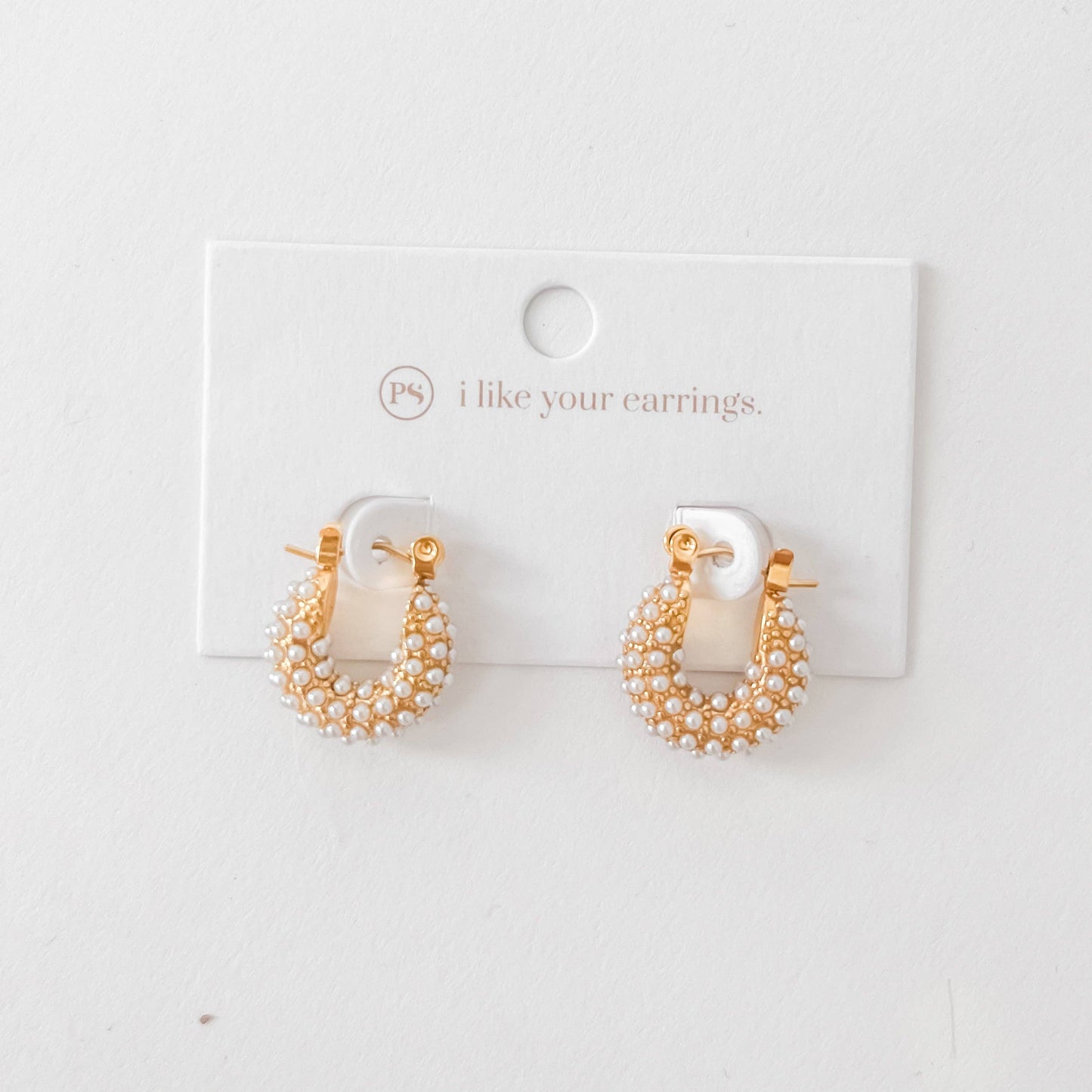 Hailey Huggie Pearl Earrings - WATERPROOF