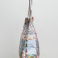 Quilted Patchwork Print Shoulder Tote Bag: IVORY/BLUE / Os