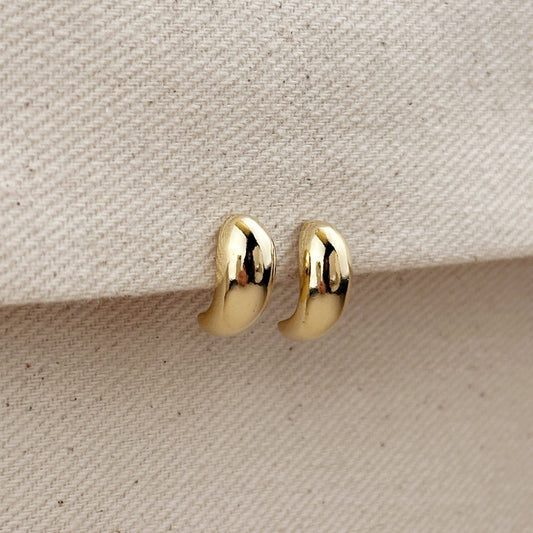 18k Gold Filled Polished Curved Small Stud Earrings