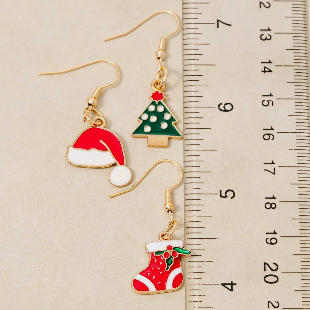 Santa Hat, Stocking and Tree Earrings