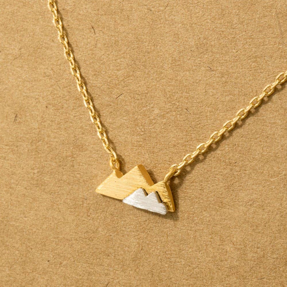 Gold Dipped Dainty Mini Mountain Pendant Necklace: SL