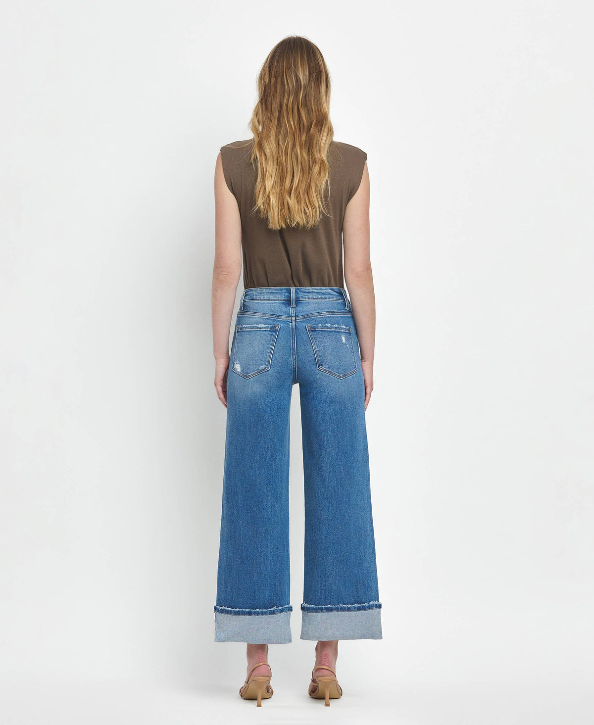 Vervet High Rise Cuffed Wide Leg Jeans