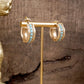 Minimalist Hoops with Faux Pearls or Turquoise – Brushed Gold: Turquoise
